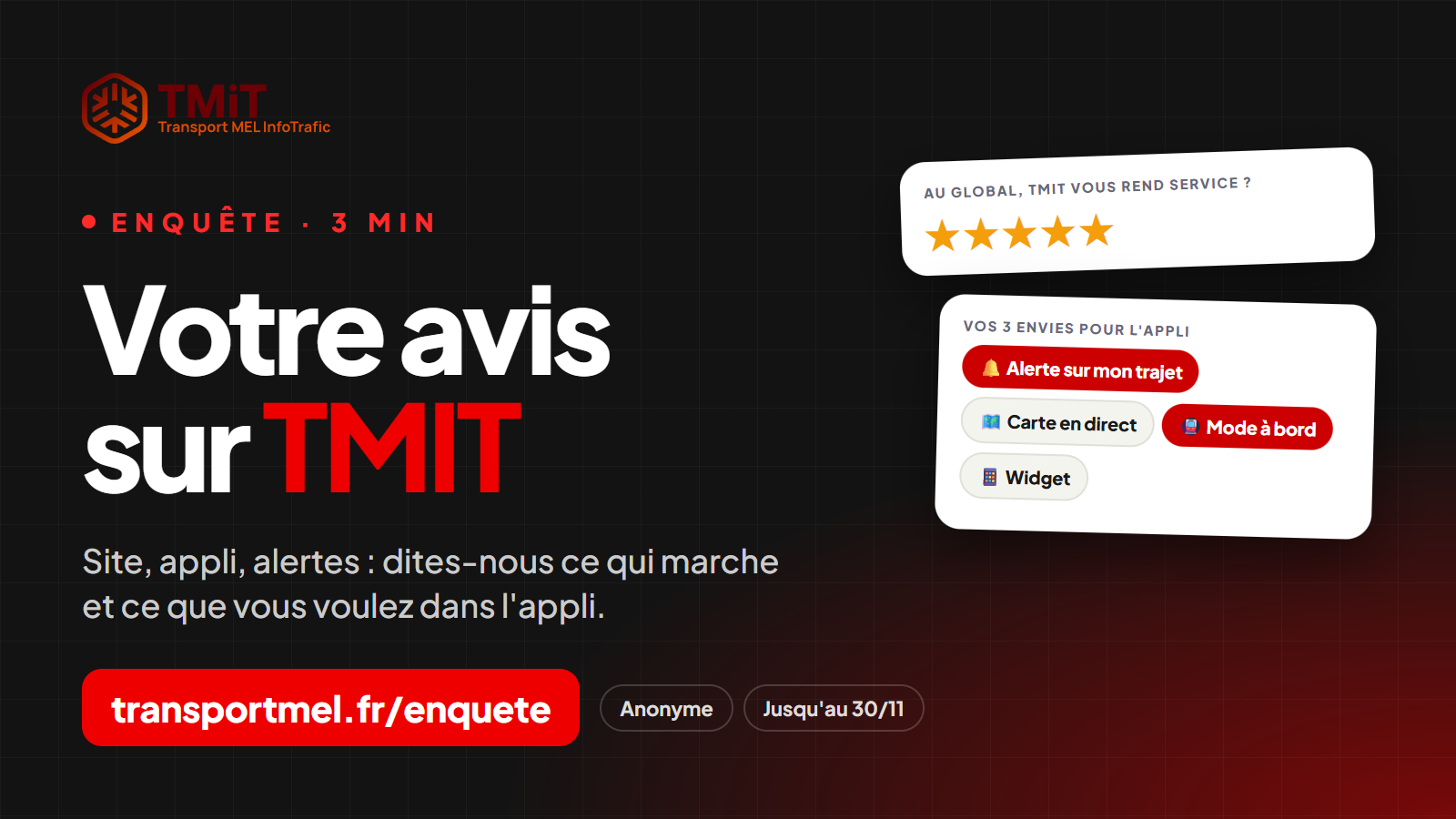 Enquête TMIT 2026 : 3 minutes pour décider de la suite du site et de l'appli