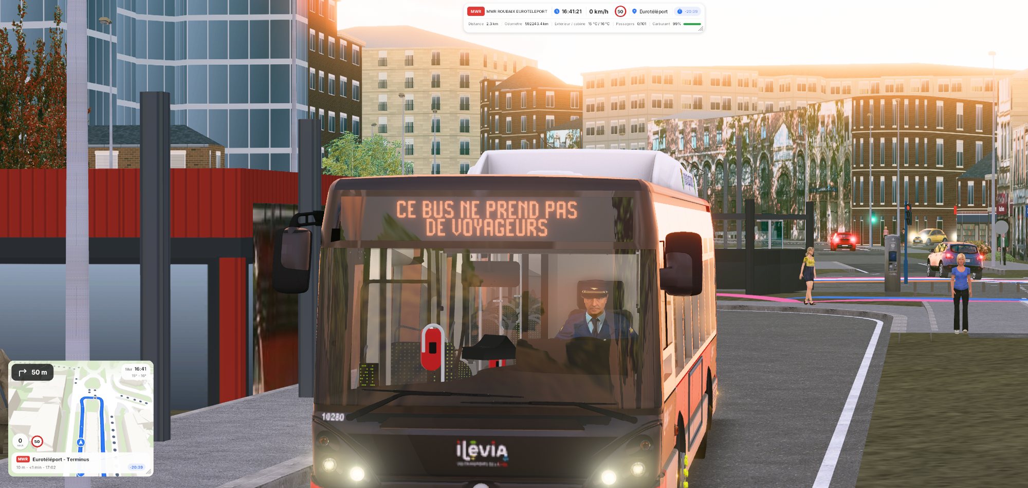 Le Citelis Ilévia 10280 de la navette MWR au terminus Eurotéléport, girouette CE BUS NE PREND PAS DE VOYAGEURS